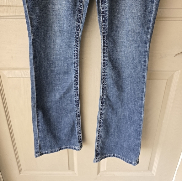 Seven7 Jeans Women Sz 8 Blue Medium Wash Denim Slim Bootcut Studed 34x33 New - Picture 5 of 15